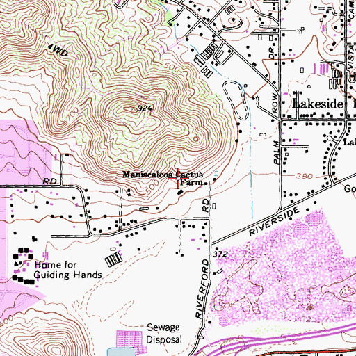 Topographic Map of Maniscalcos Cactus Farm, CA