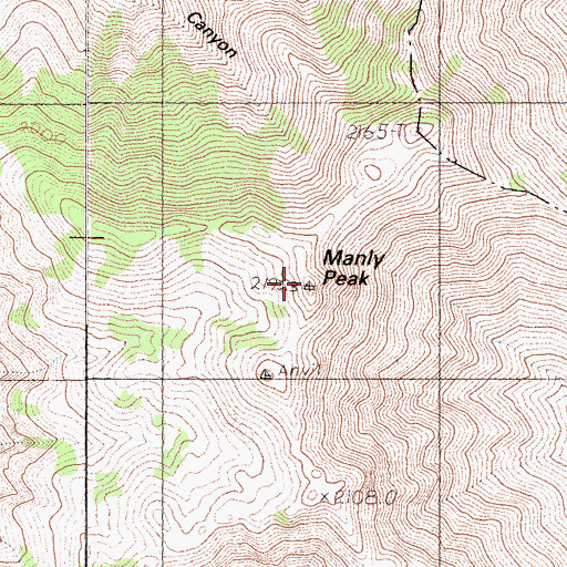 Topographic Map of Manly Peak, CA