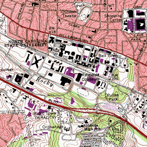 Topographic Map of Talley Student Center, NC