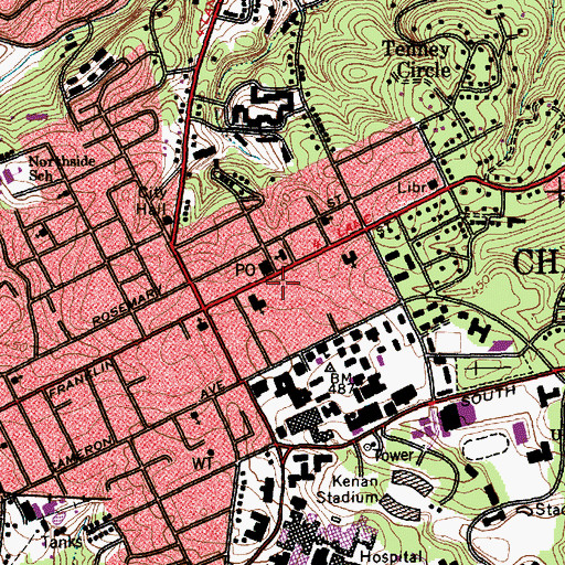 Topographic Map of Vance Hall, NC