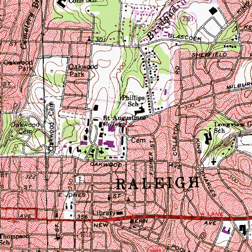 Topographic Map of Atkinson Hall, NC