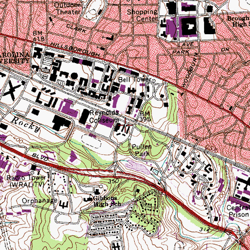 Topographic Map of Becton Residence Hall, NC