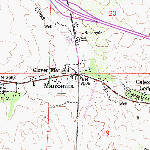 Topographic Map of Manzanita, CA