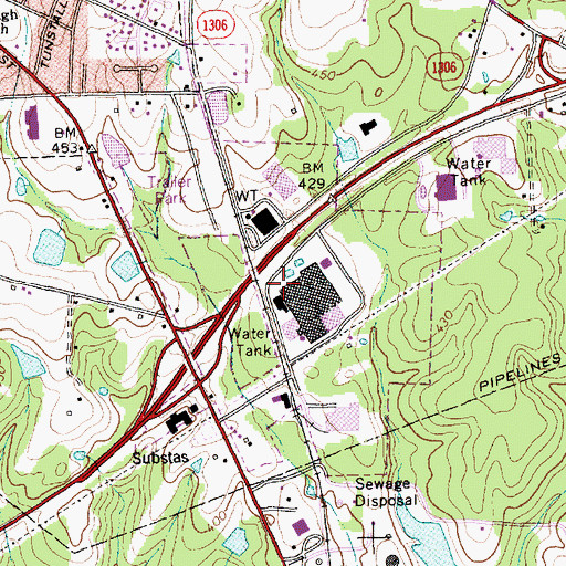 Topographic Map of Lufkin Road Middle School, NC