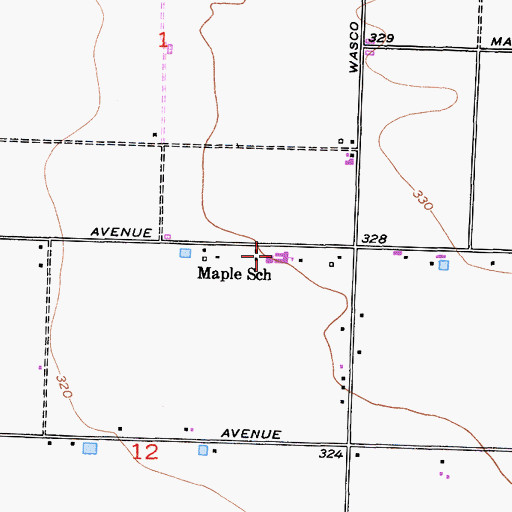 Topographic Map of Maple Elementary School, CA