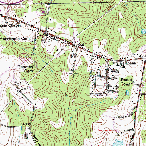 Topographic Map of Living Waters Full Gospel Baptist Church, NC