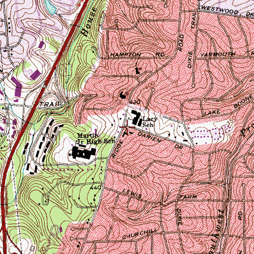 Topographic Map of Raleigh Moravian Church, NC