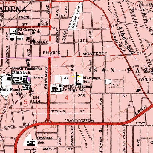 Topographic Map of Marengo Elementary School, CA