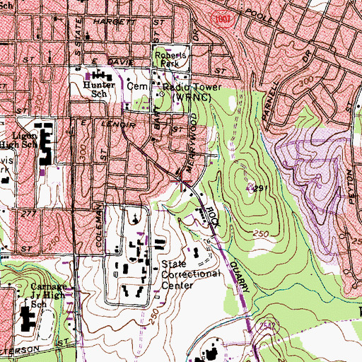 Topographic Map of South Central Church of Christ, NC
