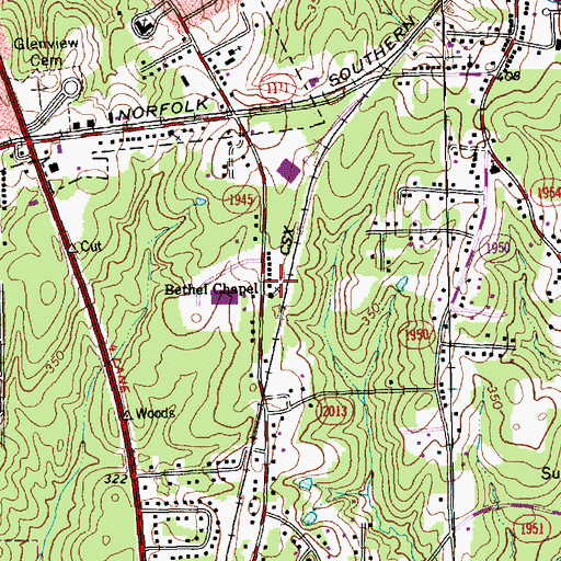 Topographic Map of The New Shiloh Holiness Church, NC