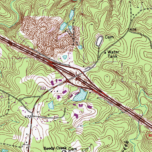 Topographic Map of Interchange 287, NC