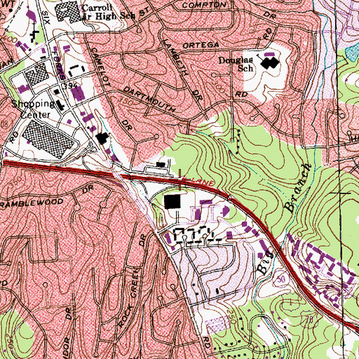 Topographic Map of Interchange 8A, NC