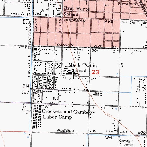 Topographic Map of Mark Twain Elementary School, CA