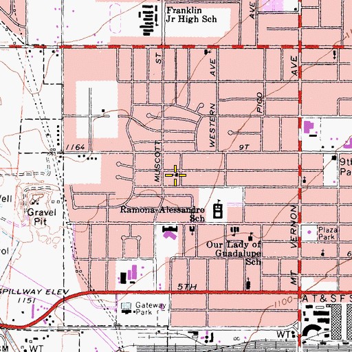 Topographic Map of Temple Missionary Baptist Church, CA