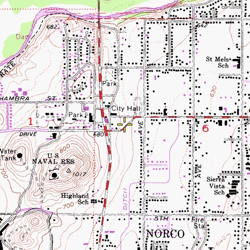 Topographic Map of Interchange 100, CA
