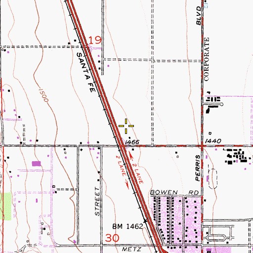 Topographic Map of Interchange 19, CA