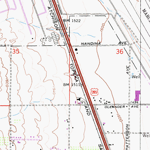 Topographic Map of Interchange 23, CA