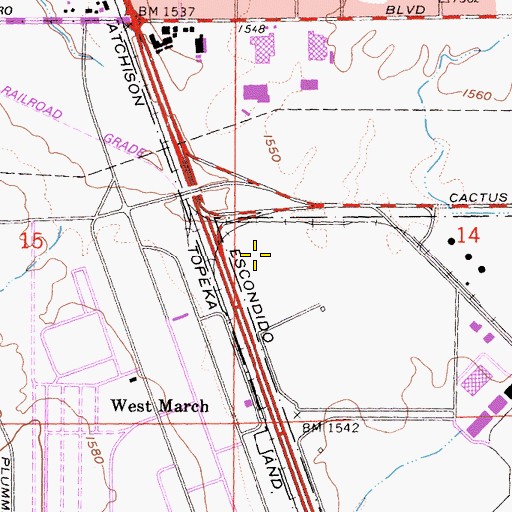 Topographic Map of Interchange 27A, CA
