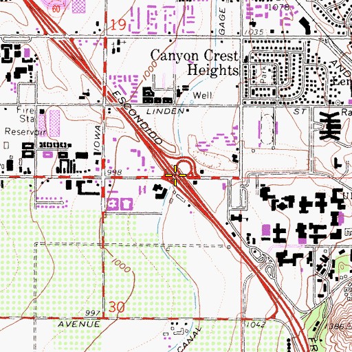Topographic Map of Interchange 32B, CA