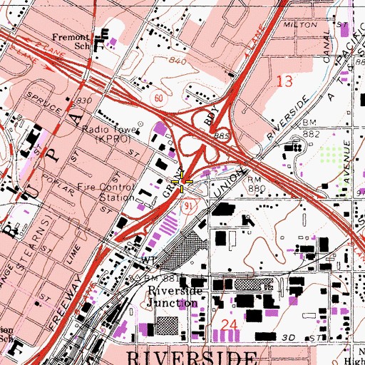 Topographic Map of Interchange 34A, CA