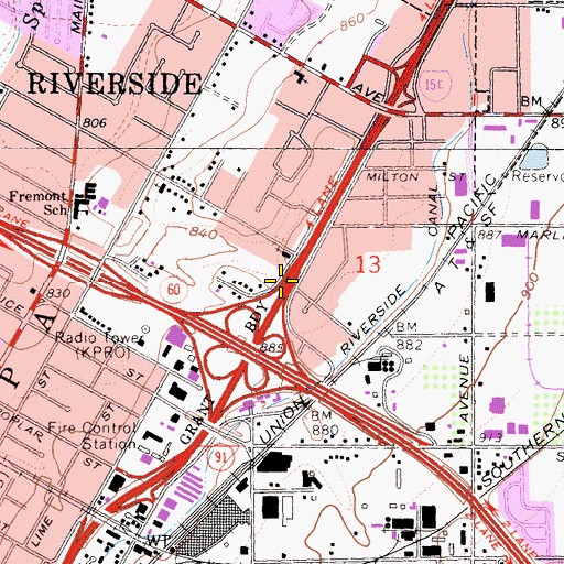Topographic Map of Interchange 34C, CA