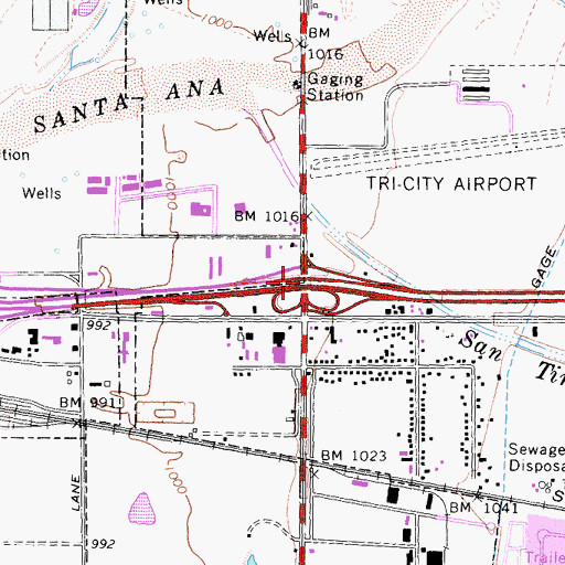 Topographic Map of Interchange 73A and 73B, CA