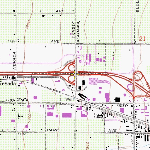 Topographic Map of Interchange 77A, CA