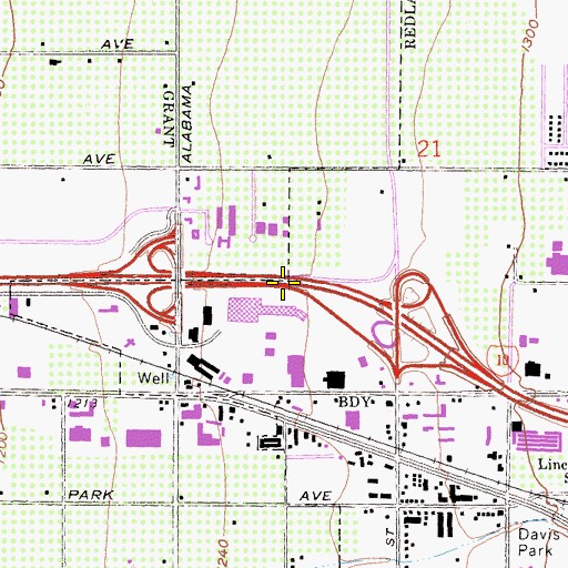 Topographic Map of Interchange 77B, CA