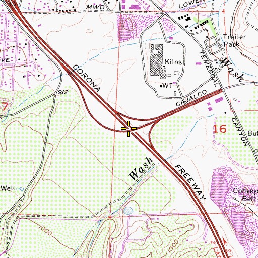 Topographic Map of Interchange 91, CA