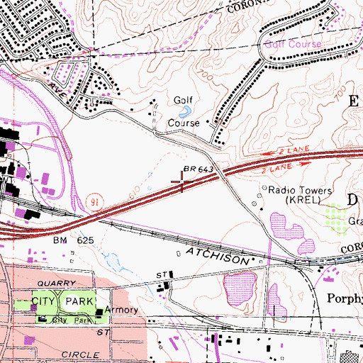 Topographic Map of Interchange 96A and 96B, CA