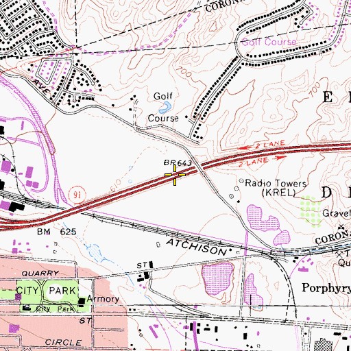 Topographic Map of Interchange 96A and 96B, CA
