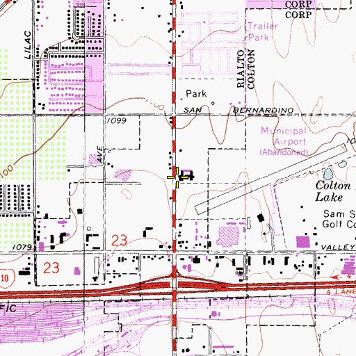 Topographic Map of Crestview Convalescent Hospital, CA