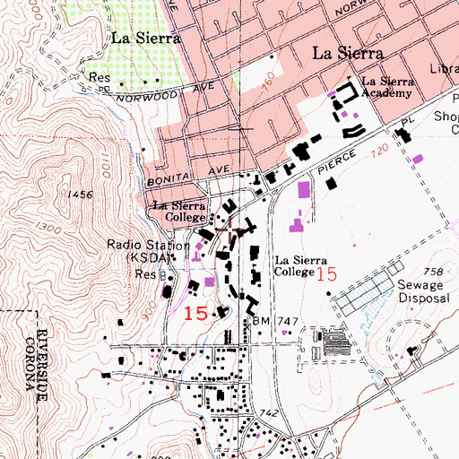 Topographic Map of Angwin Hall, CA
