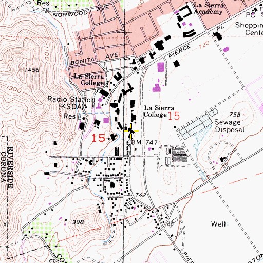 Topographic Map of Calkins Hall Security Building, CA