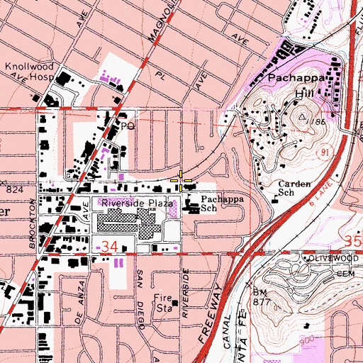 Topographic Map of Church of Christ of Magnolia Center, CA