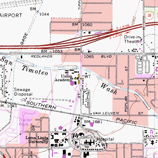 Topographic Map of Loma Linda Academy, CA