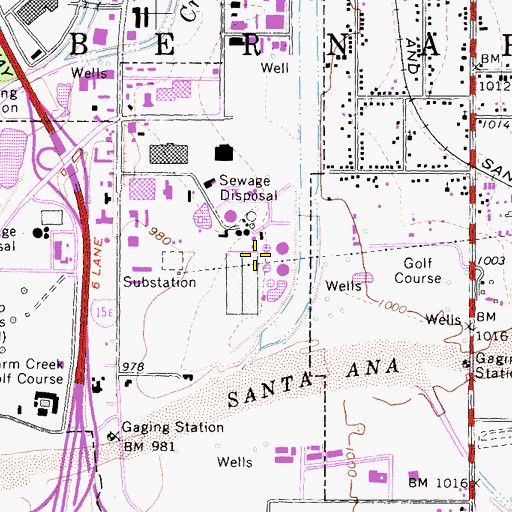 Topographic Map of San Bernardino City Sewage Treatment Plant, CA