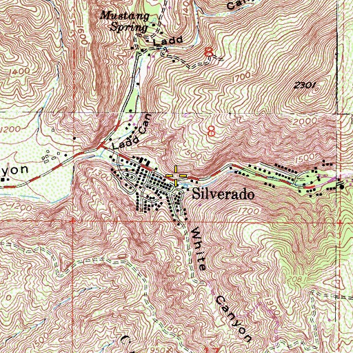 Topographic Map of Silverado Post Office, CA