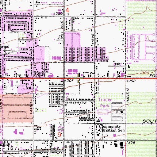 Topographic Map of Agape Christian School, CA
