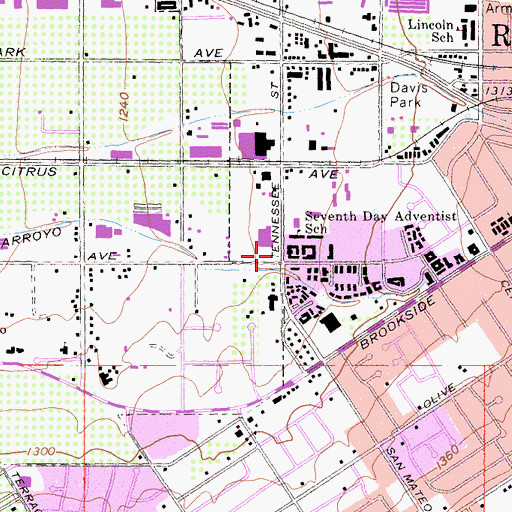 Topographic Map of Arrowhead Christian Academy, CA