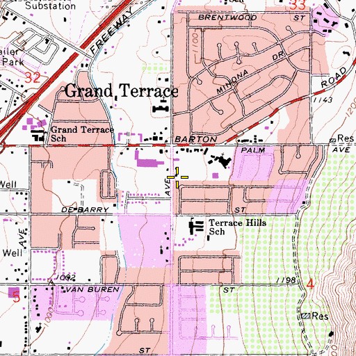 Topographic Map of Azure Hills Adventist Elementary School, CA