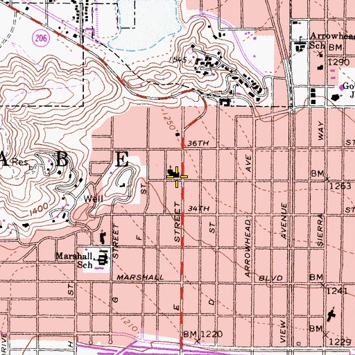 Topographic Map of Congregation Emanuel Clare Cherry School, CA