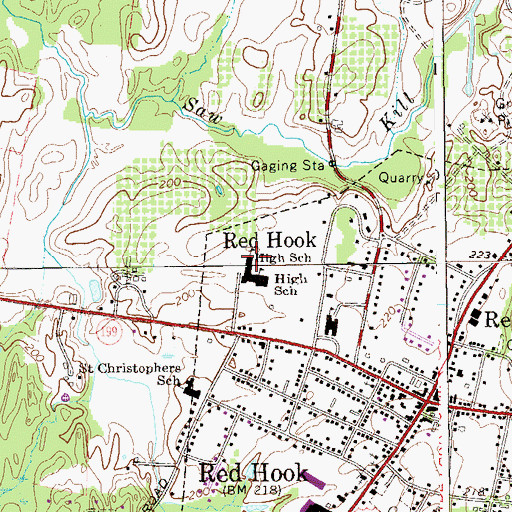 Topographic Map of Red Hook Senior High School, NY