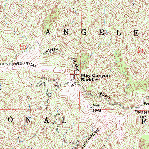 Topographic Map of May Canyon Saddle, CA