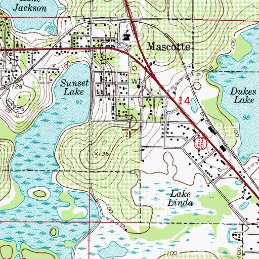 Topographic Map of Mascotte Elementary Charter School, FL