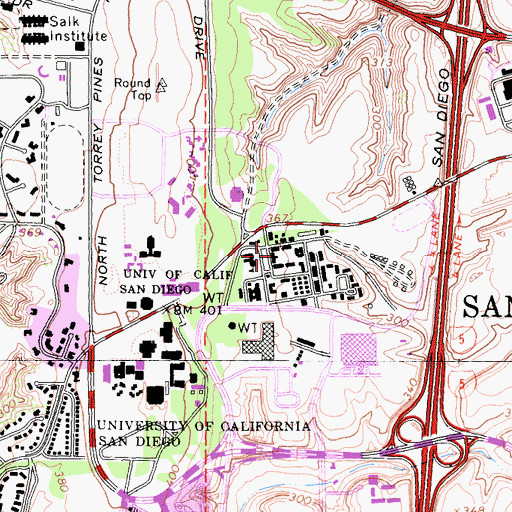 Topographic Map of Eleanor Roosevelt College Administration Building, CA