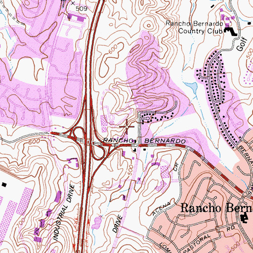 Topographic Map of Rancho Bernardo Library, CA