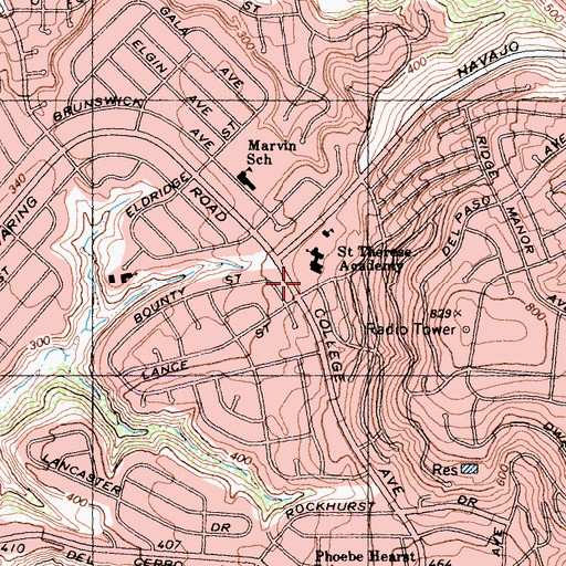 Topographic Map of San Diego Fire - Rescue Department Station 31, CA