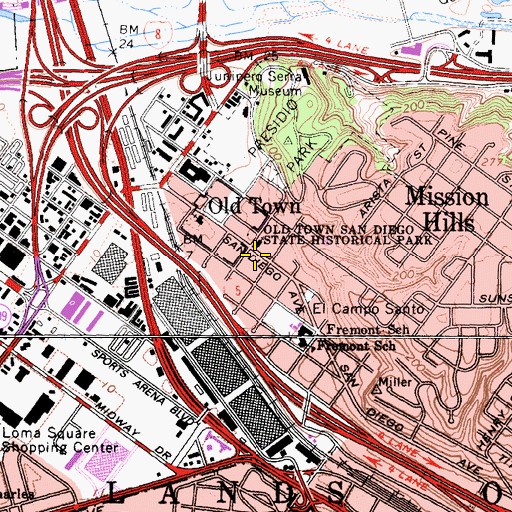Topographic Map of Serra Hall, CA