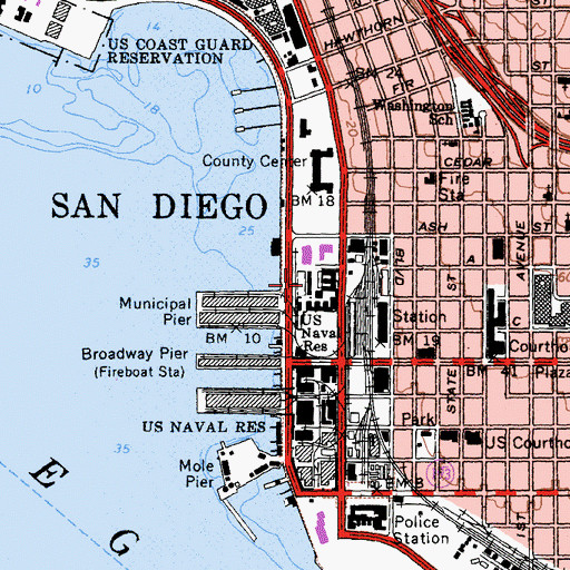 Topographic Map of United States Customs and Border Protection Port of San Diego, CA